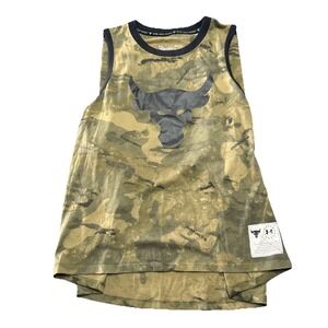 Under Armour Womens Project Rock Aloha Camo Tank Top Green L Workout Gym Fit